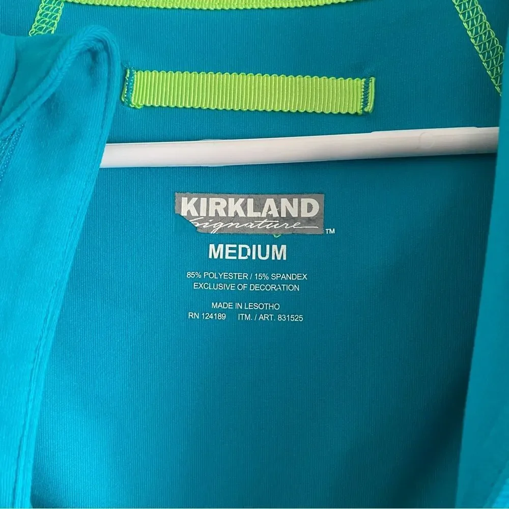 Kirkland Women's Size M Hooded Pullover Top Hiking Active Teal Blue Zip Pockets - Picture 15 of 16